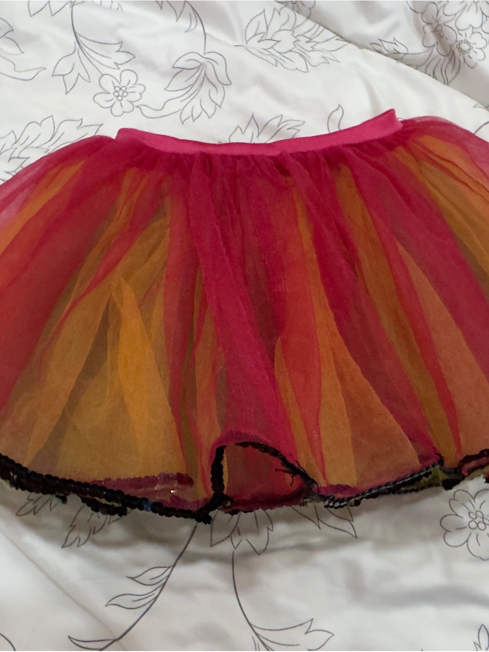 Kids Layered Tulle Dance Skirt in Pink and Orange by